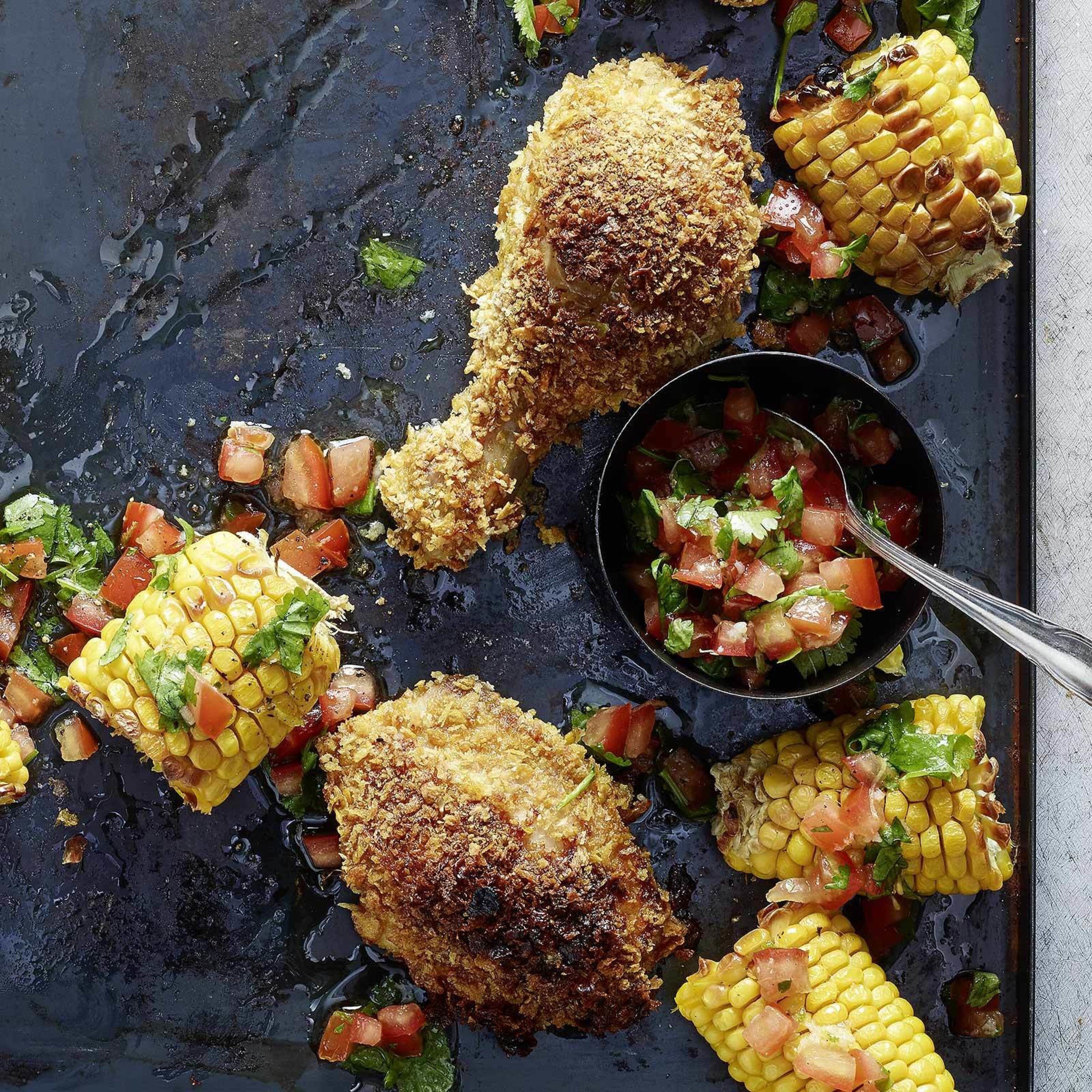 Croustilles de poulet et pico de gallo