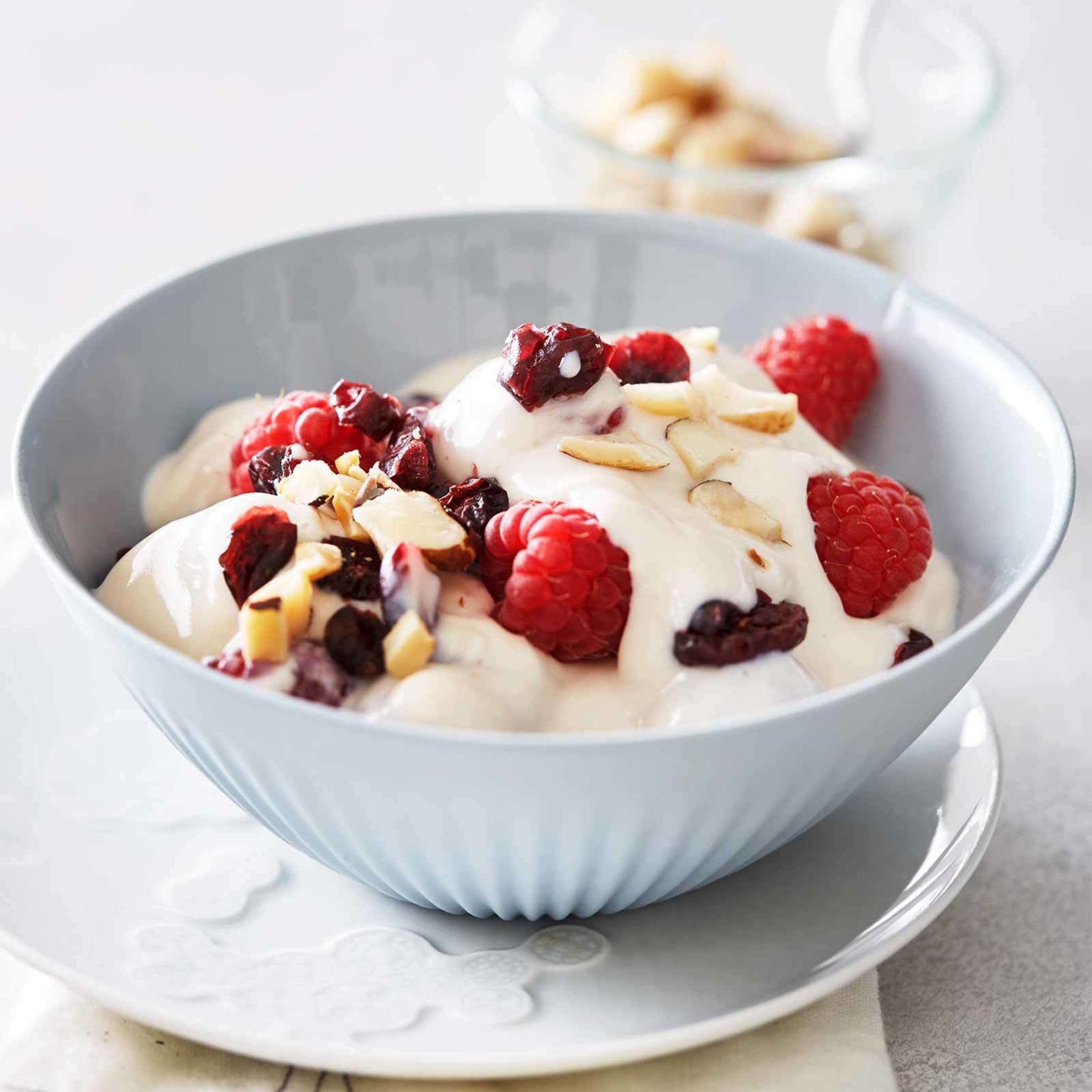 Yogourt au soja et framboises