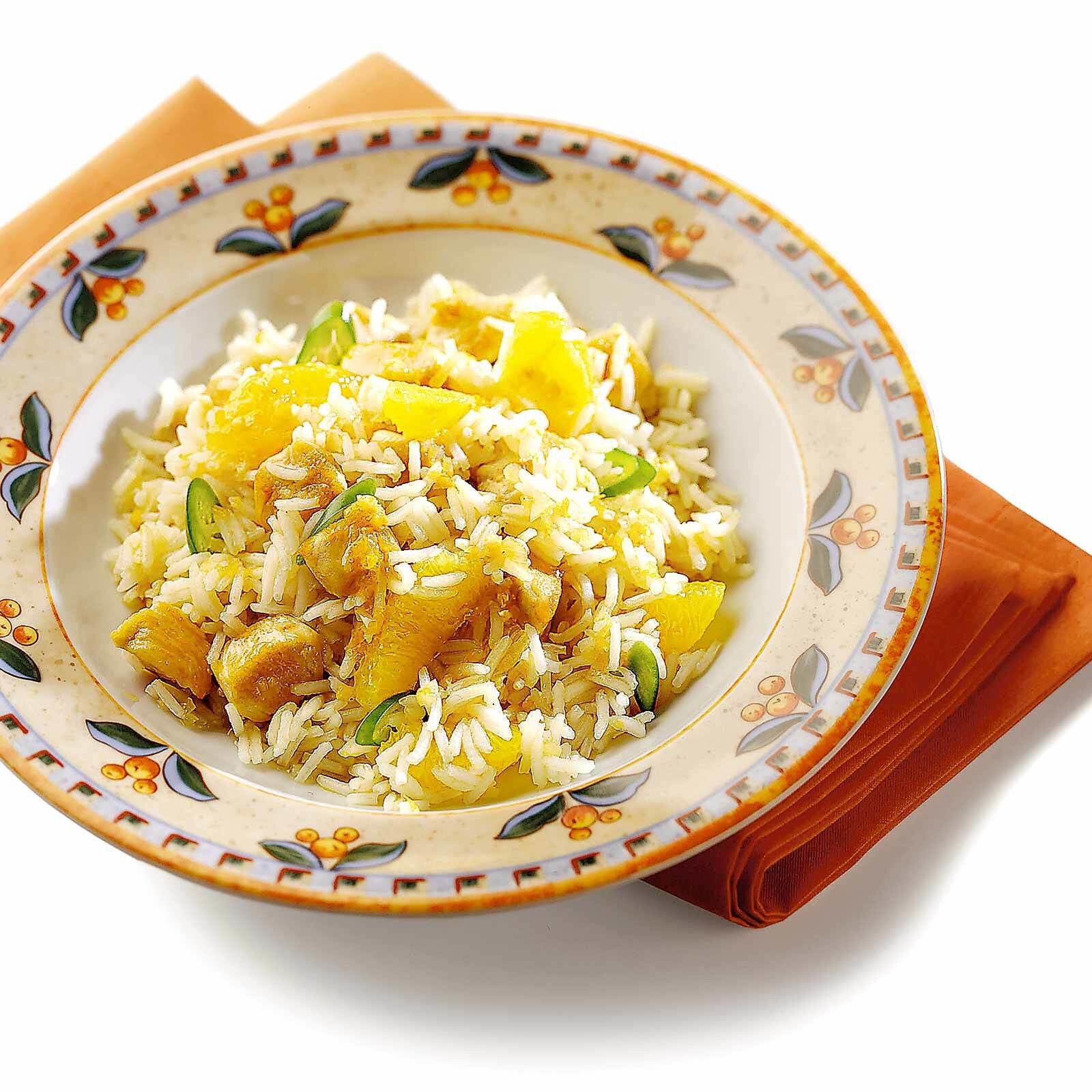 Orangenreis mit Poulet