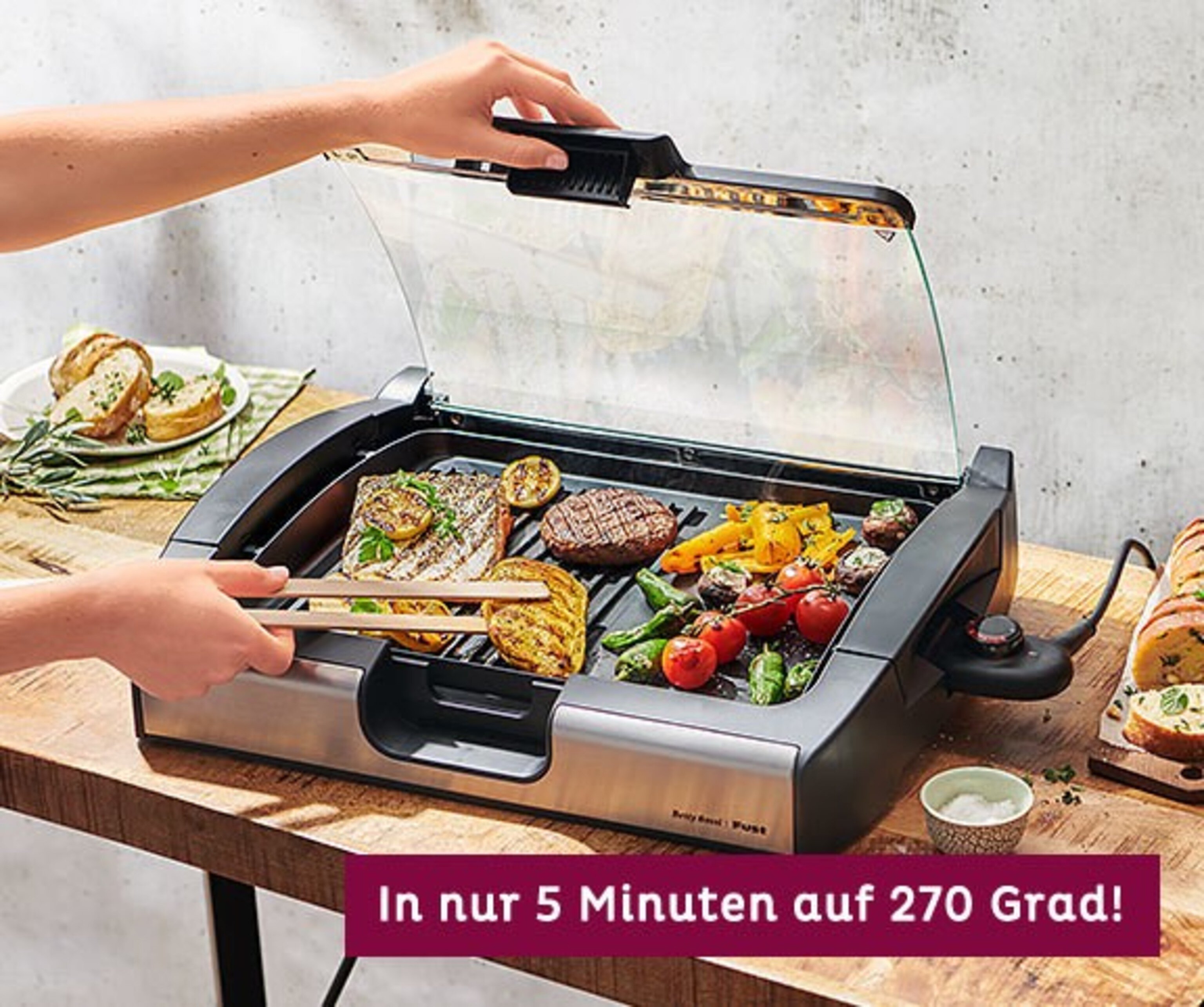 Elektrogrill mit Glasdeckel