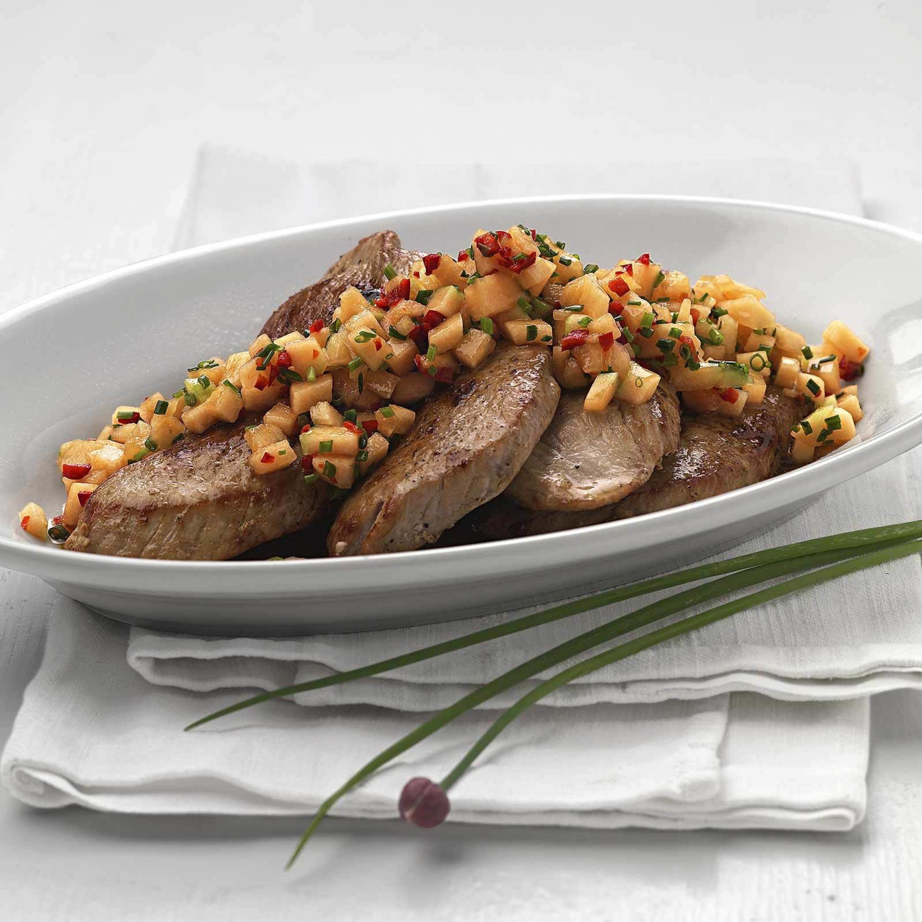 Schnitzel mit Melonensalsa