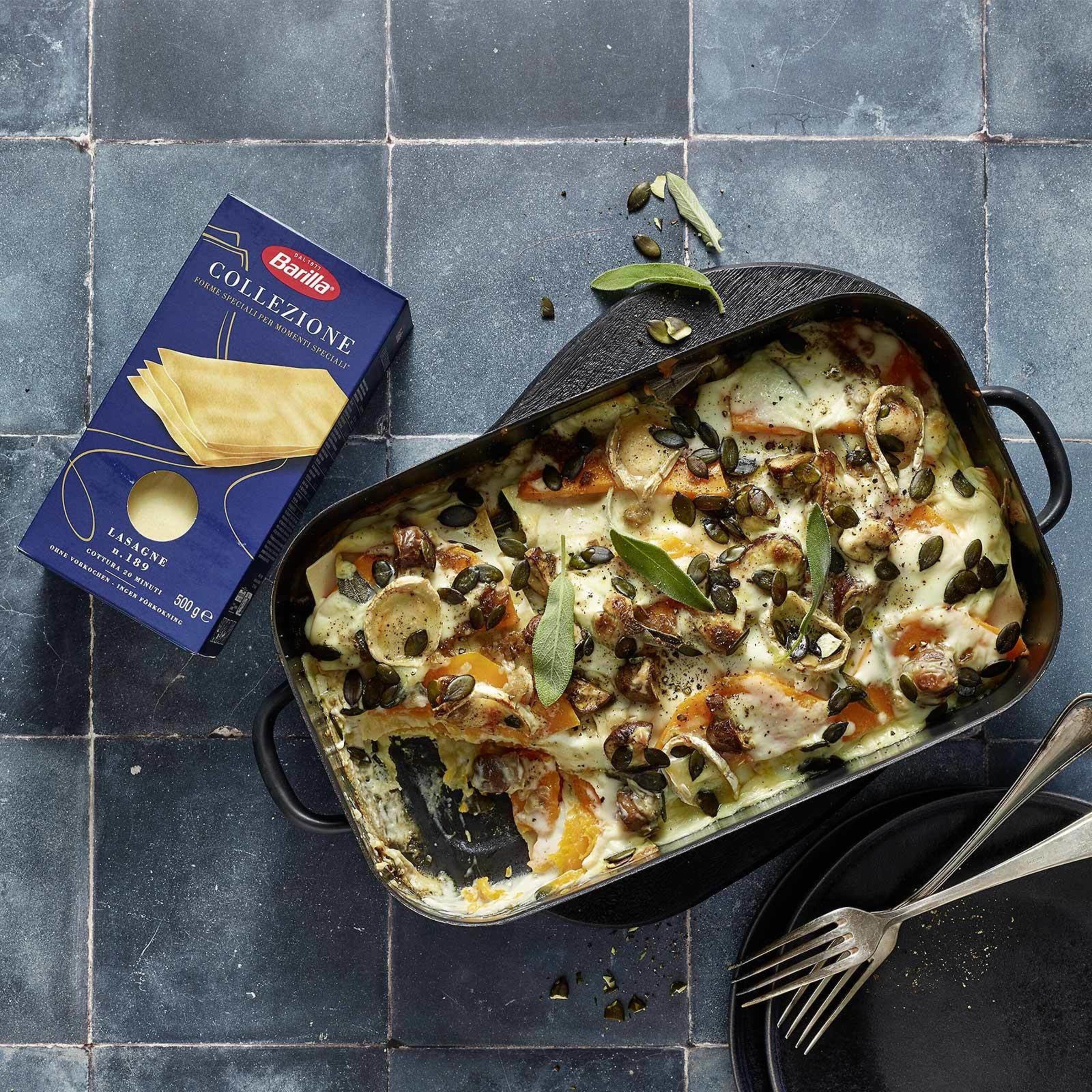 Kürbis-Champignons-Lasagne