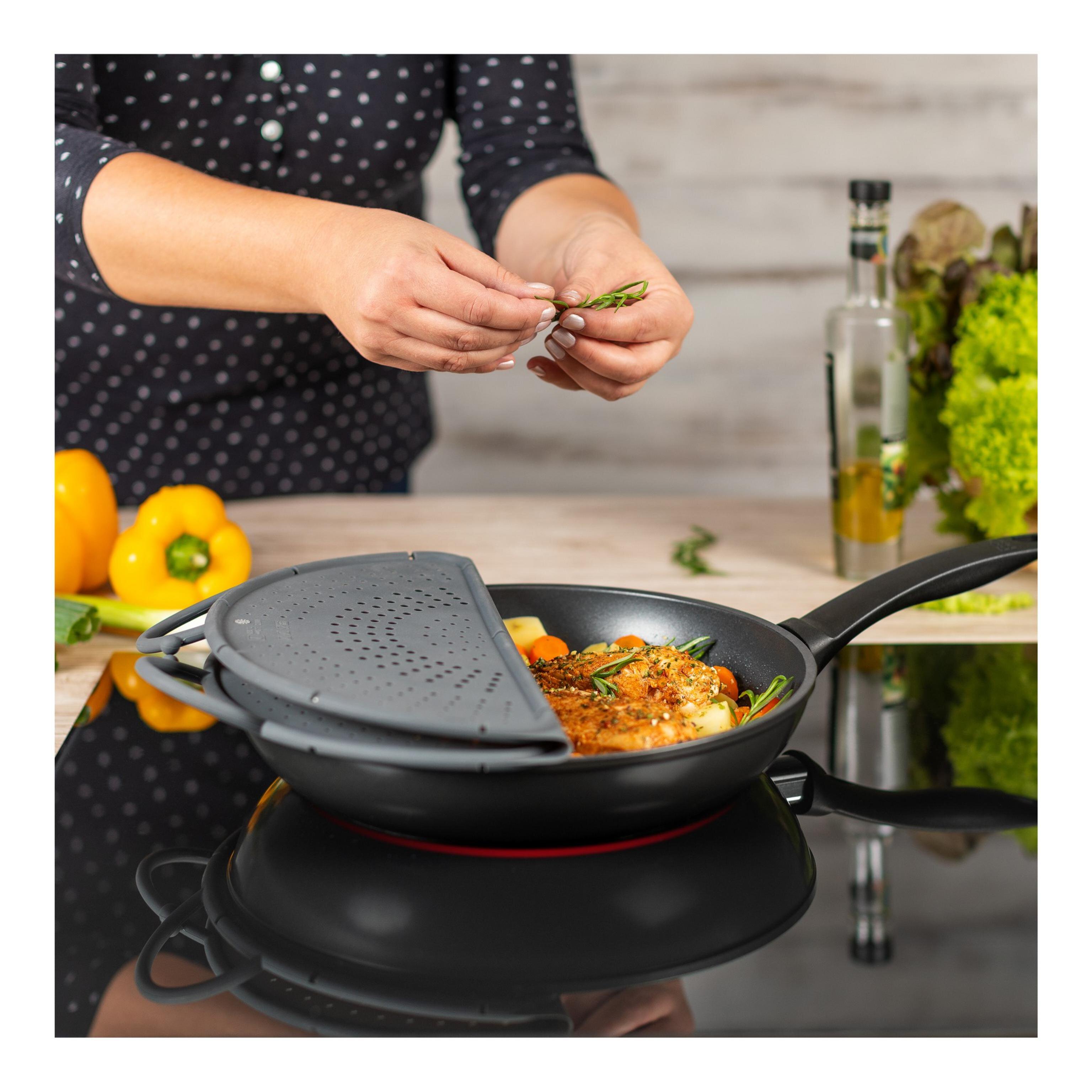 Klappbare Mikrowellenhaube Mit Siebfunktion – Spritzschutz Aus Lebensmittelechtem Kunststoff, Grau, 26,5 Cm