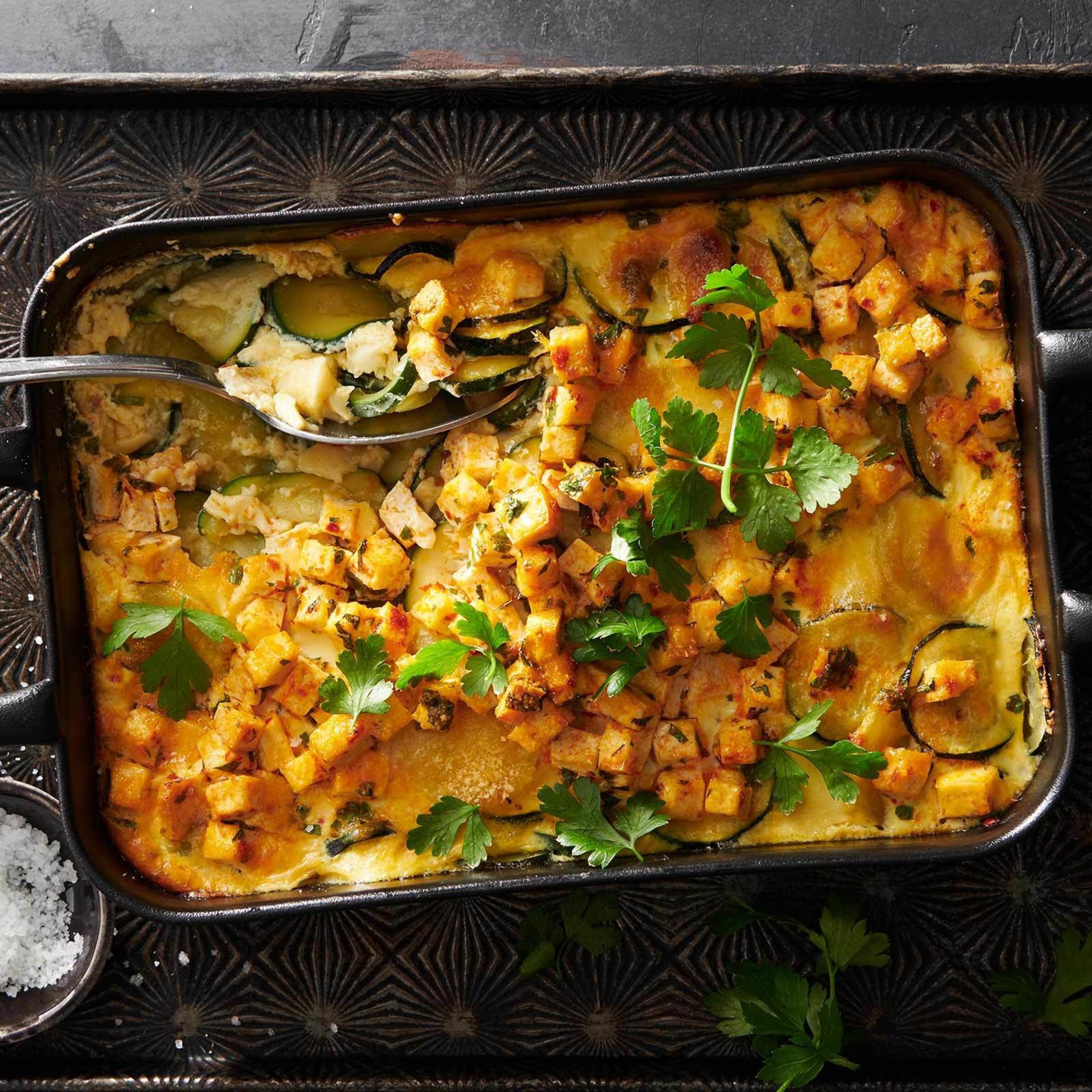 Zucchini-Kartoffel-Auflauf mit Tofu