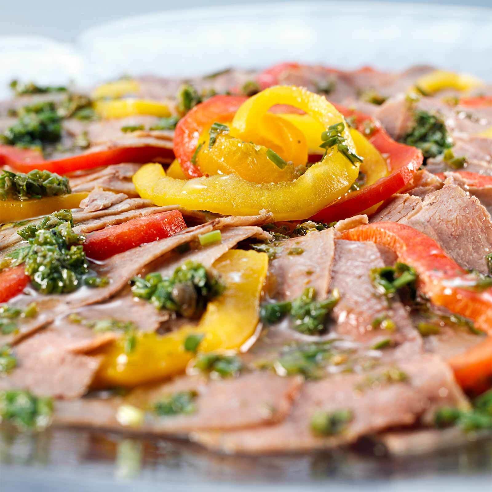 Carpaccio de boeuf bouilli