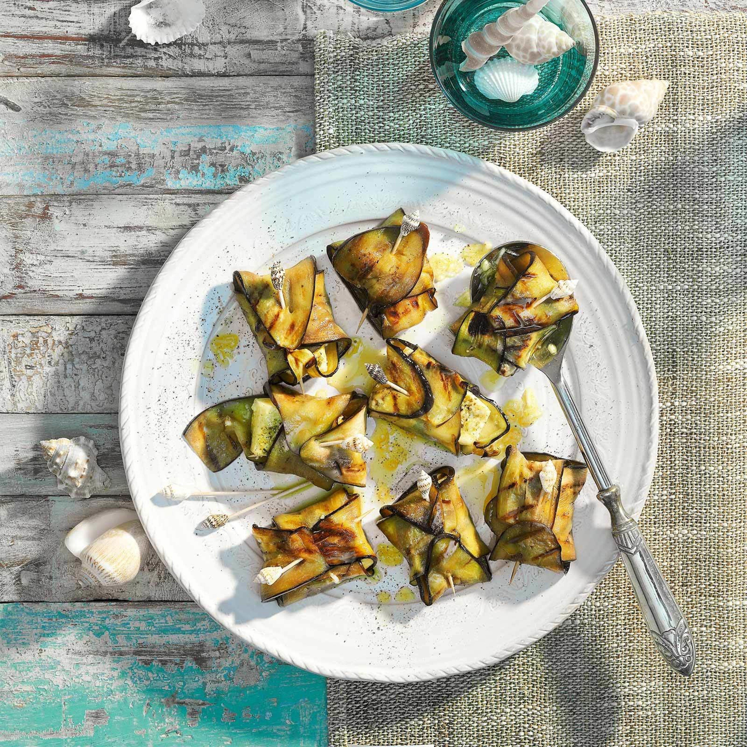 Auberginenpäckli mit Halloumi