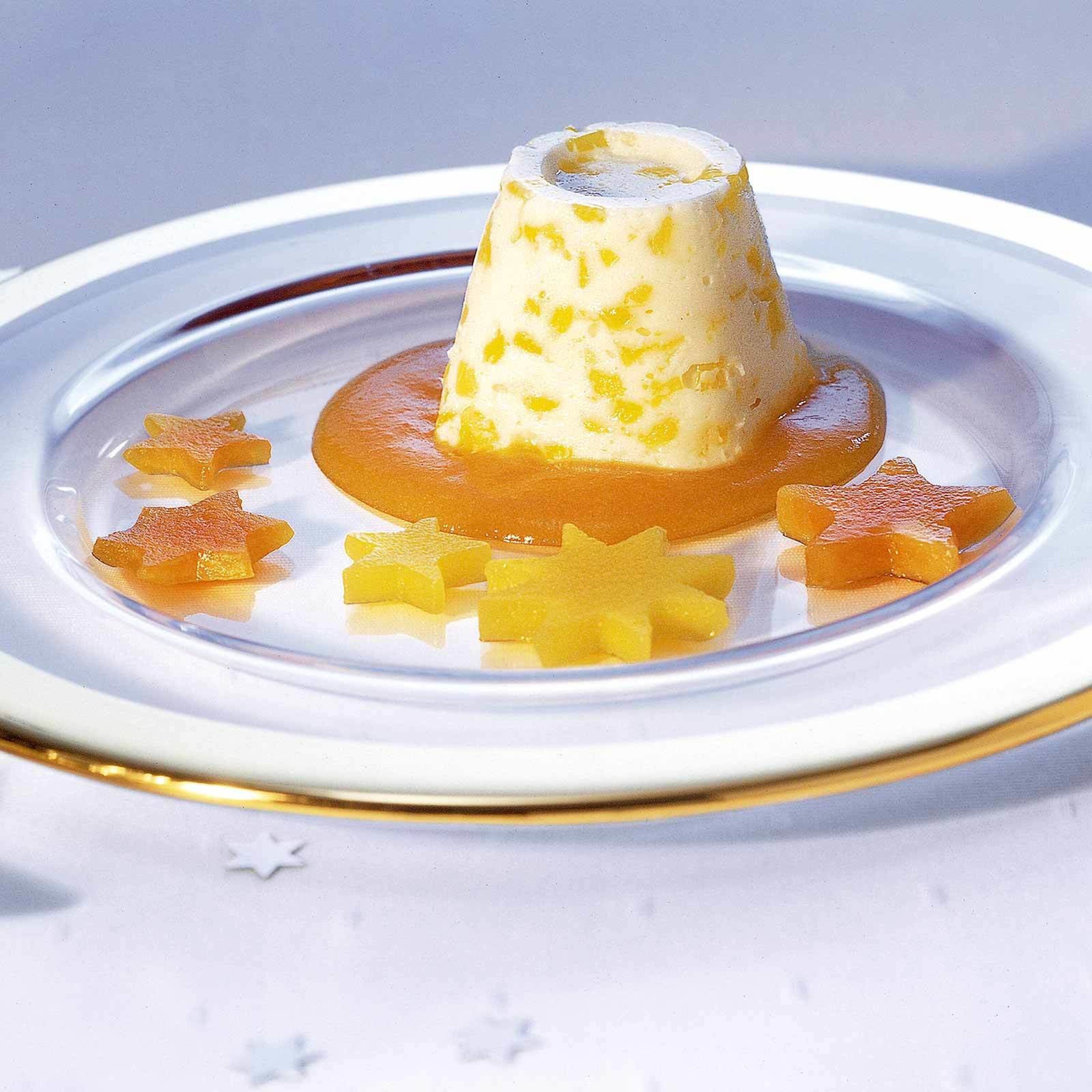 Kokos-Köpfli mit Papaya-Coulis