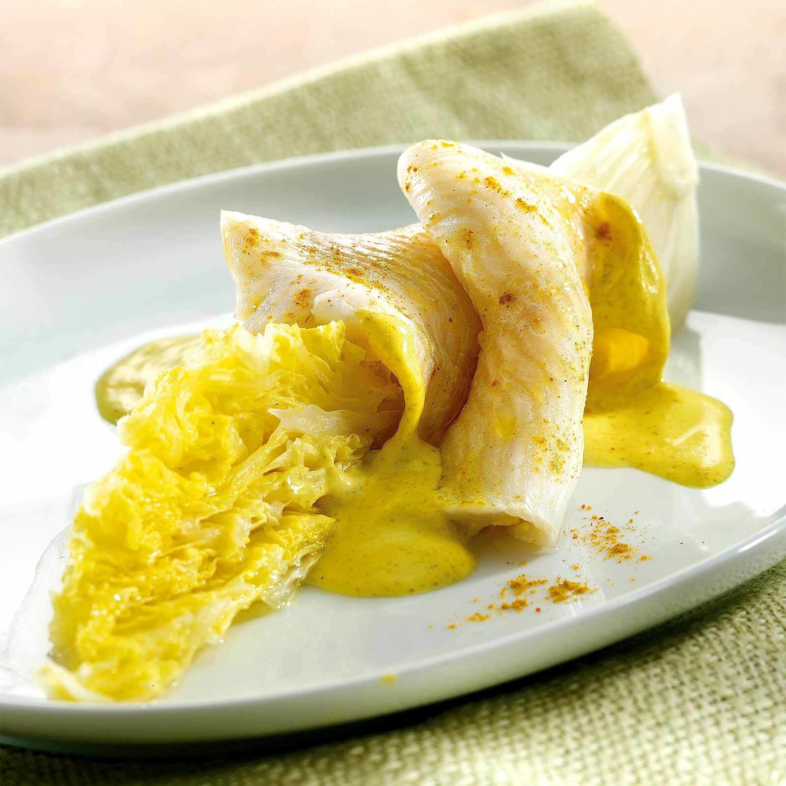Chou chinois et poisson au curry