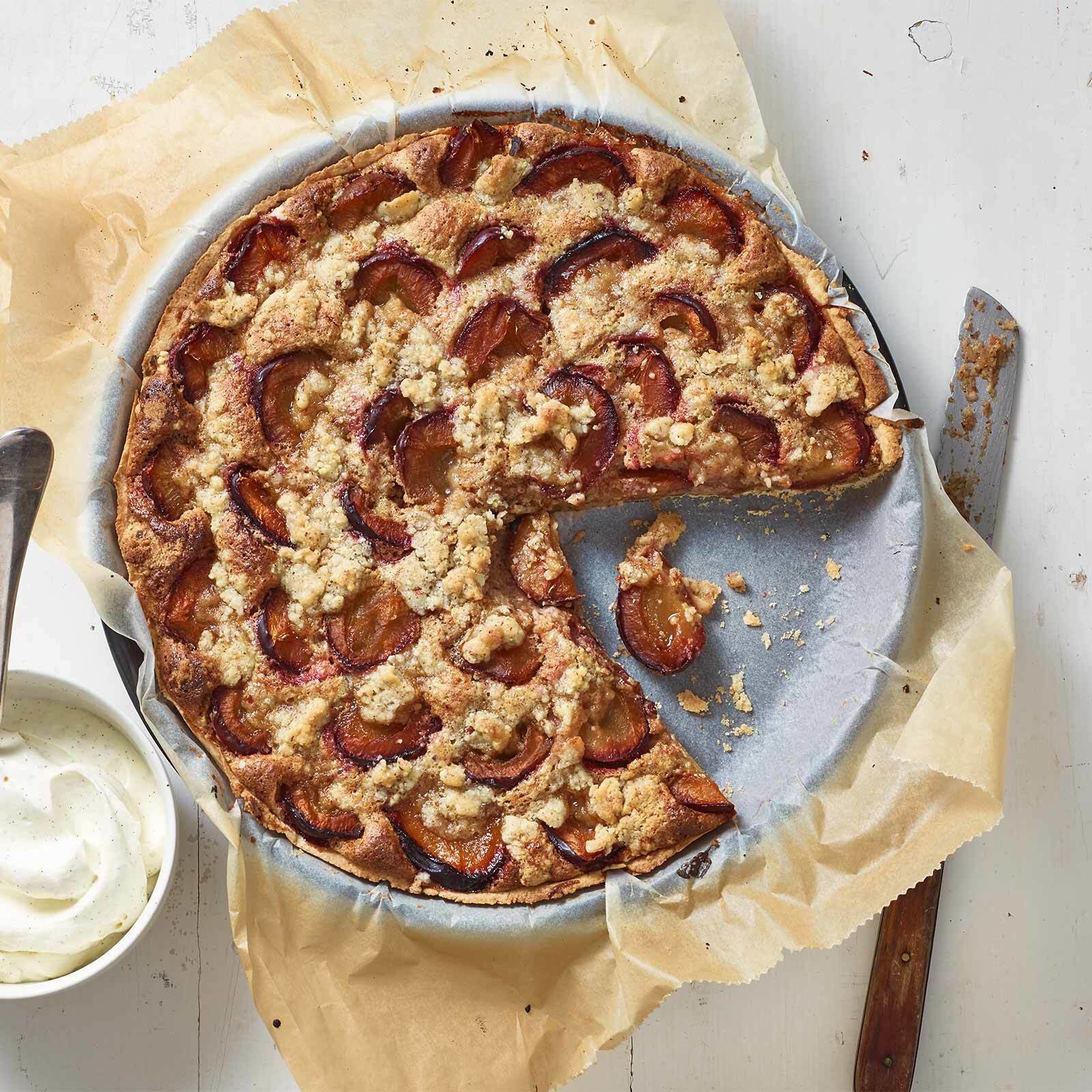 Tarte streusel sans gluten aux pruneaux