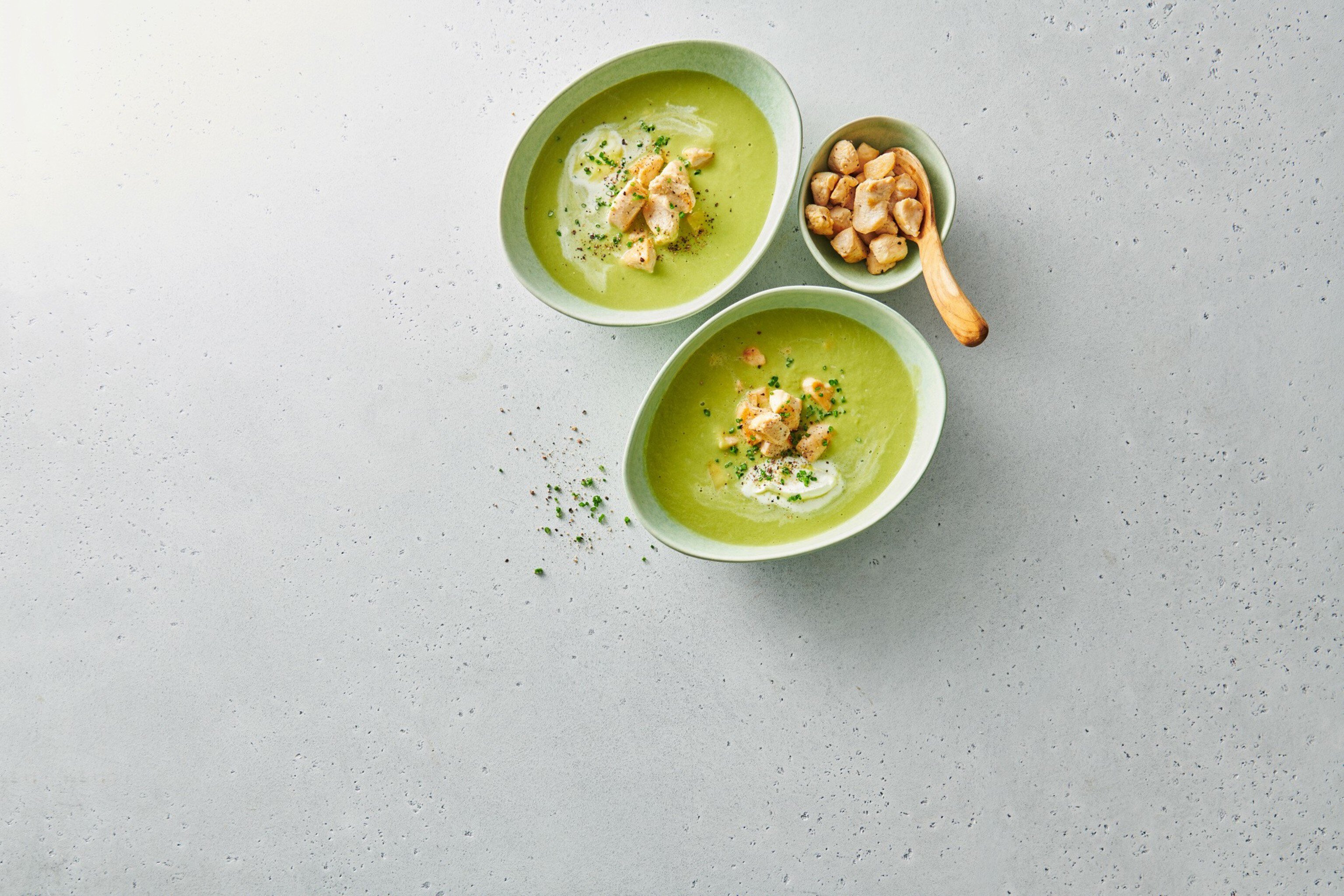 Lauchcremesuppe mit Poulet