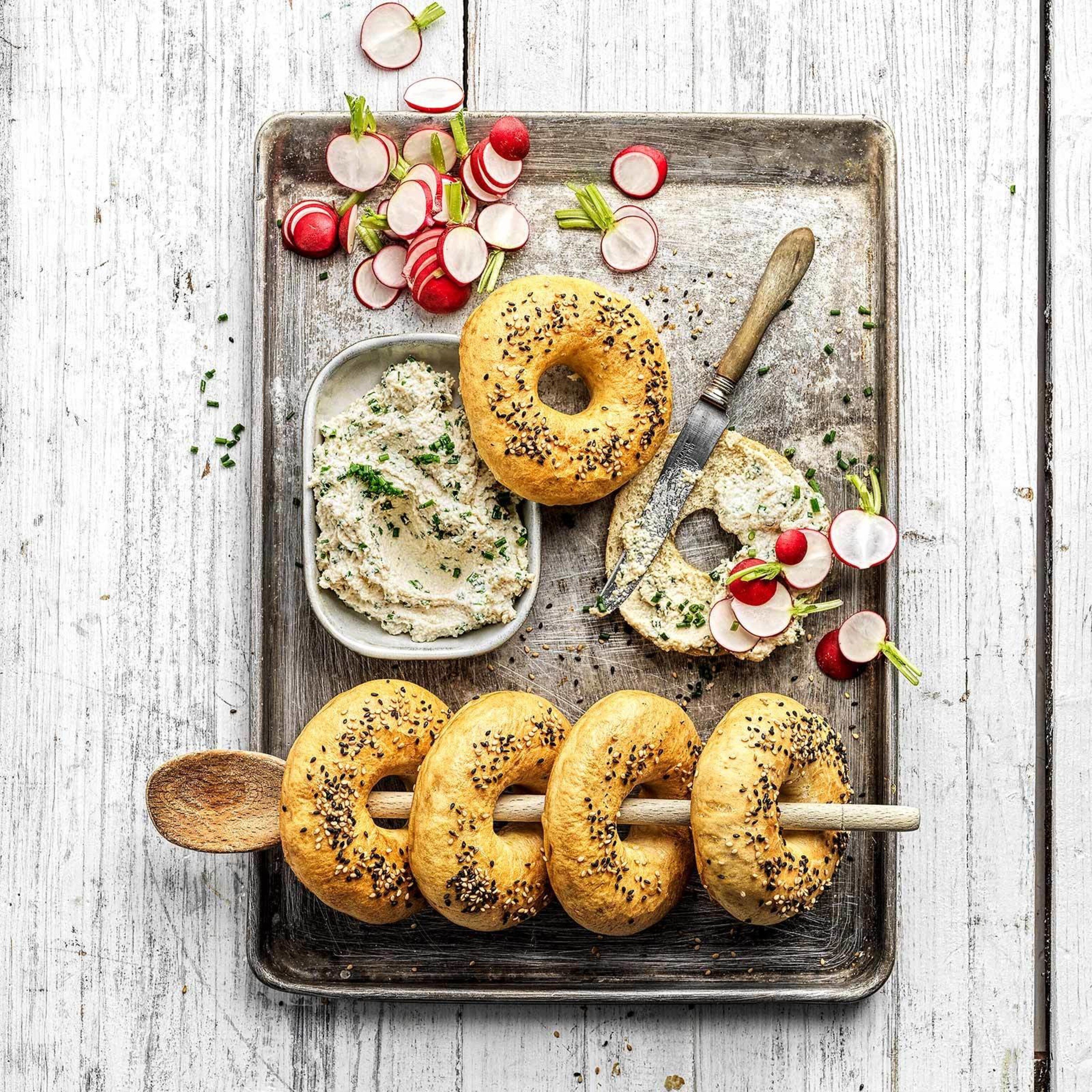 Bagels au fromage frais de noix de cajou