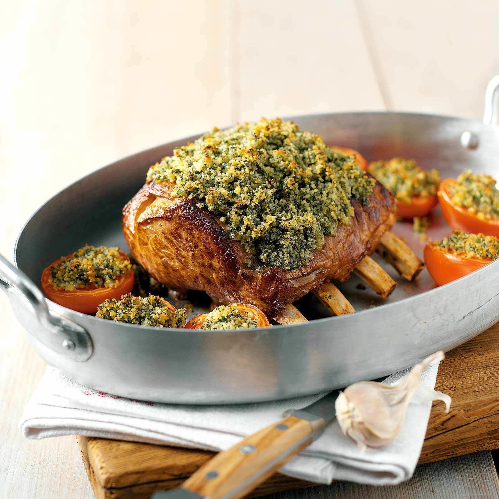 Kotelettbraten mit Kräuterkruste