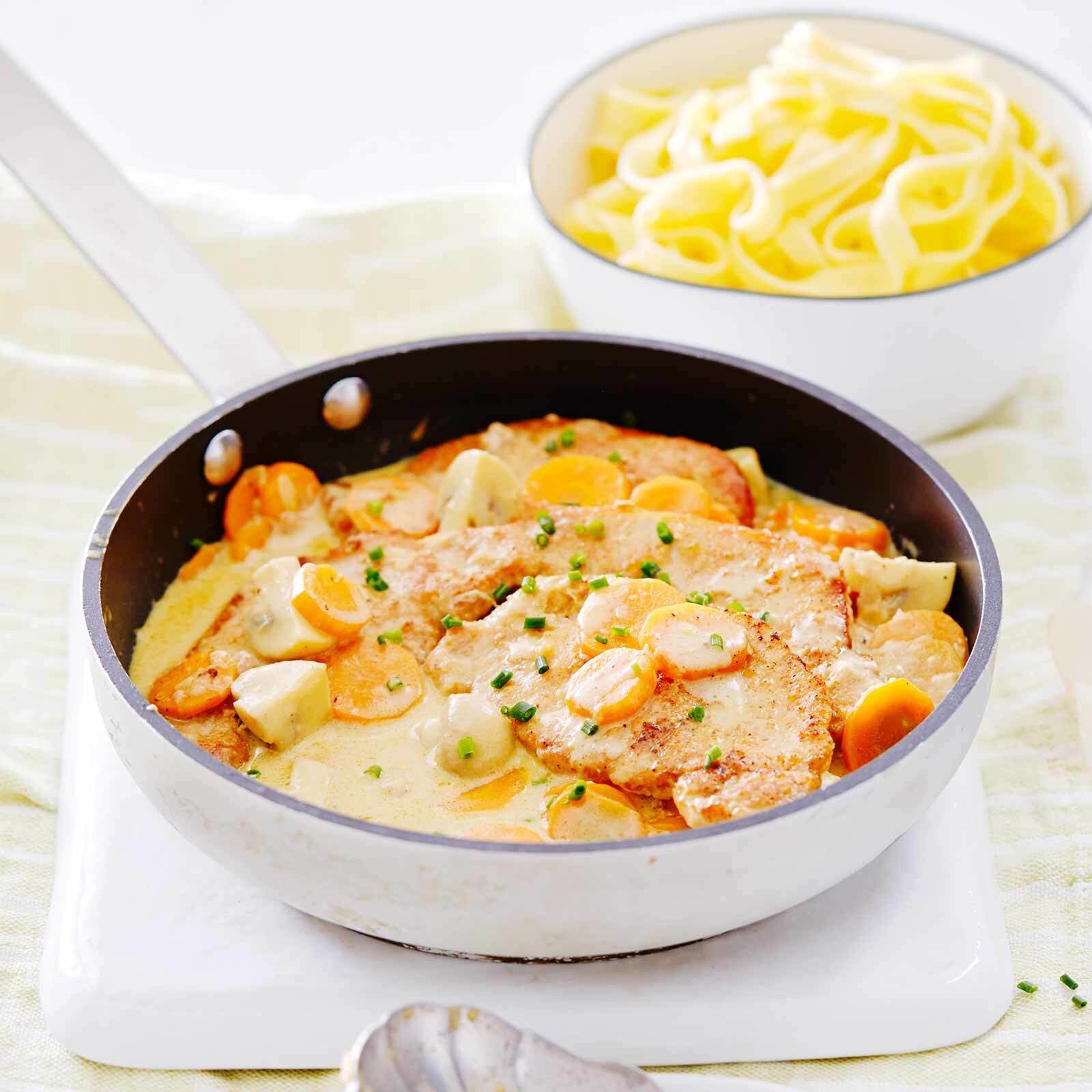 Escalopes à la crème et carottes