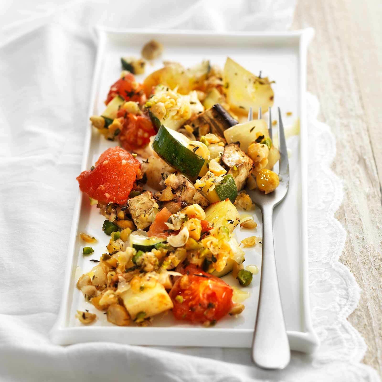 Ratatouille mit Kichererbsenstreuseln