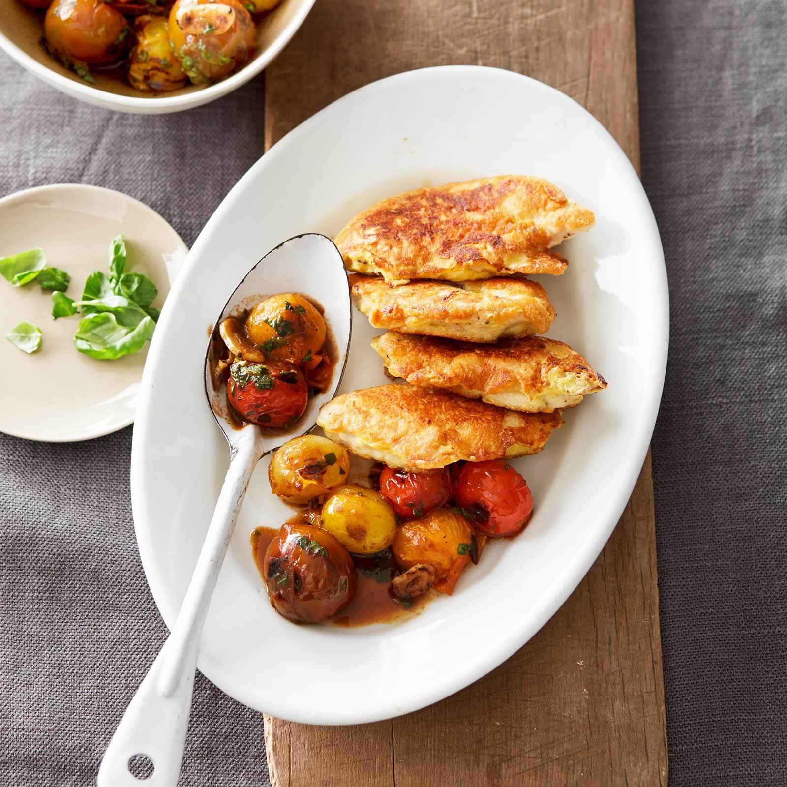 Poulet-Piccata mit Schmortomaten