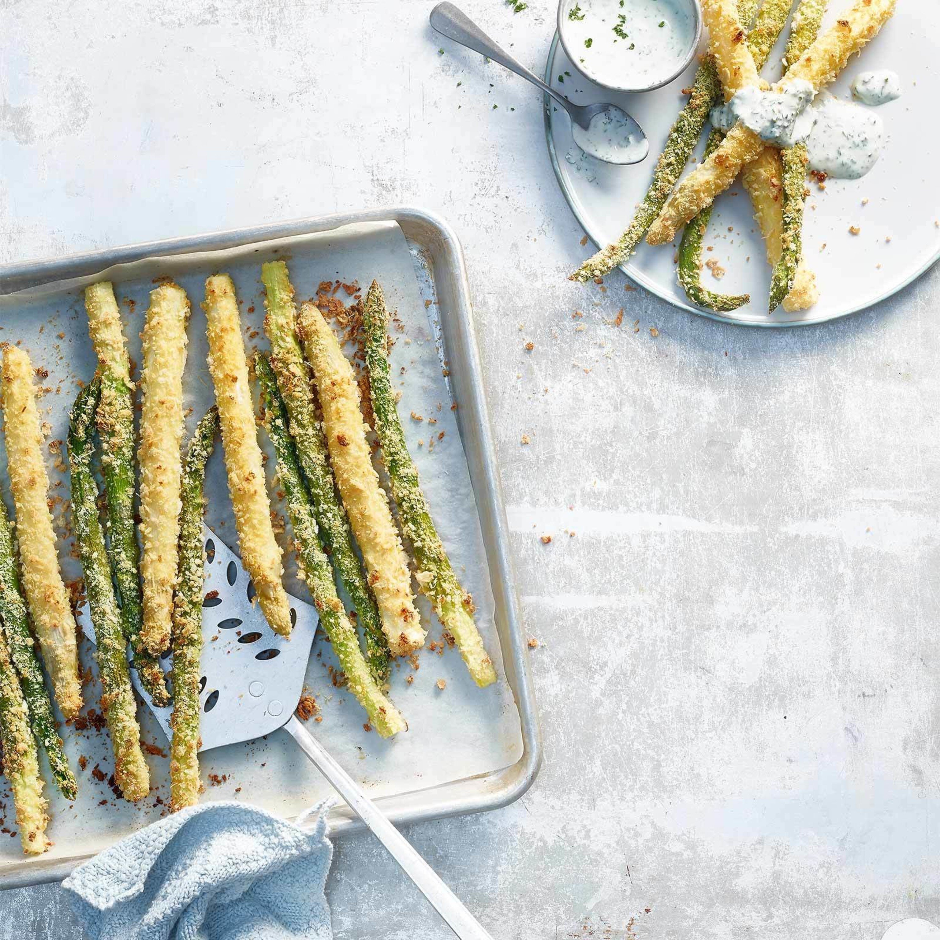 Asperges croustillantes et dip au séré