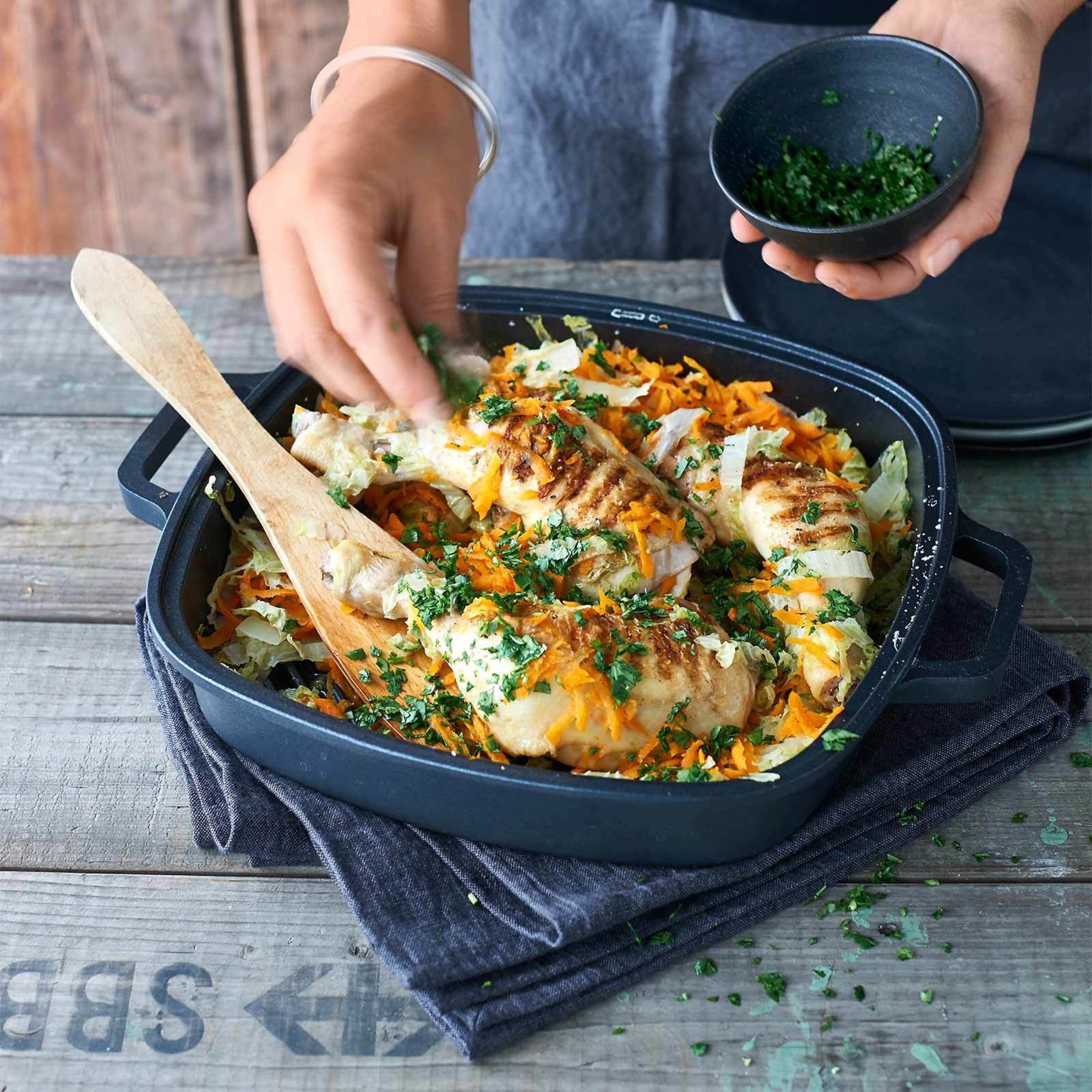 Poulet mit Chinakohl