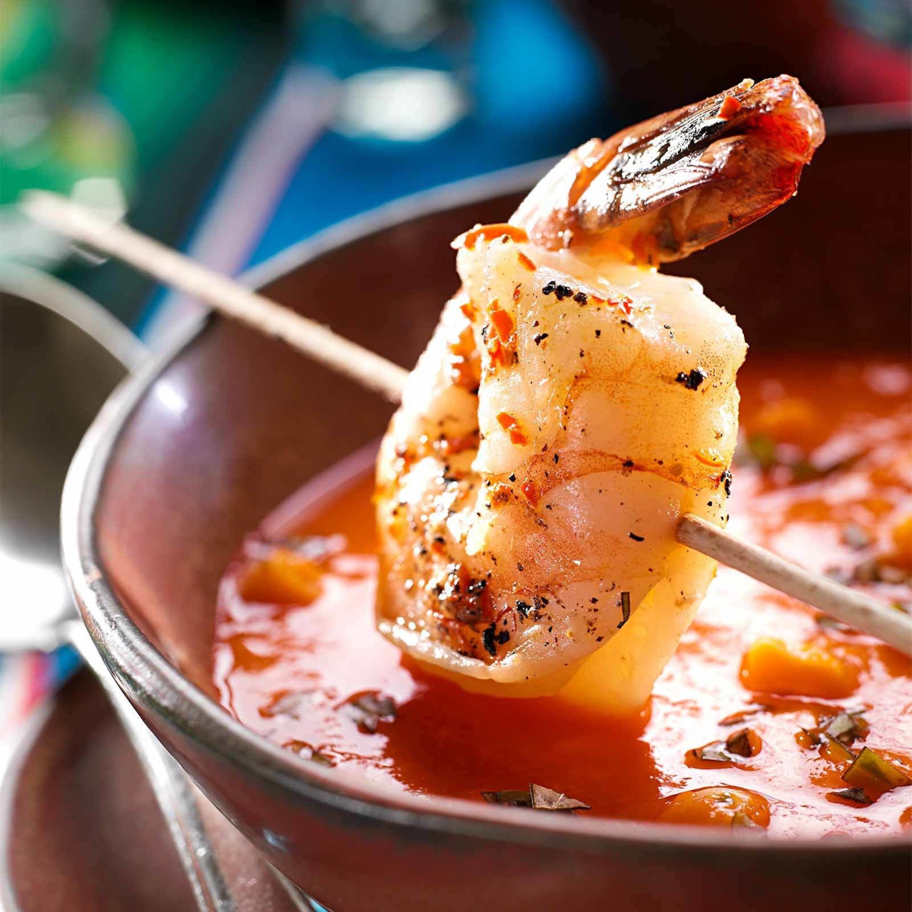 Soupe de tomate froide aux crevettes