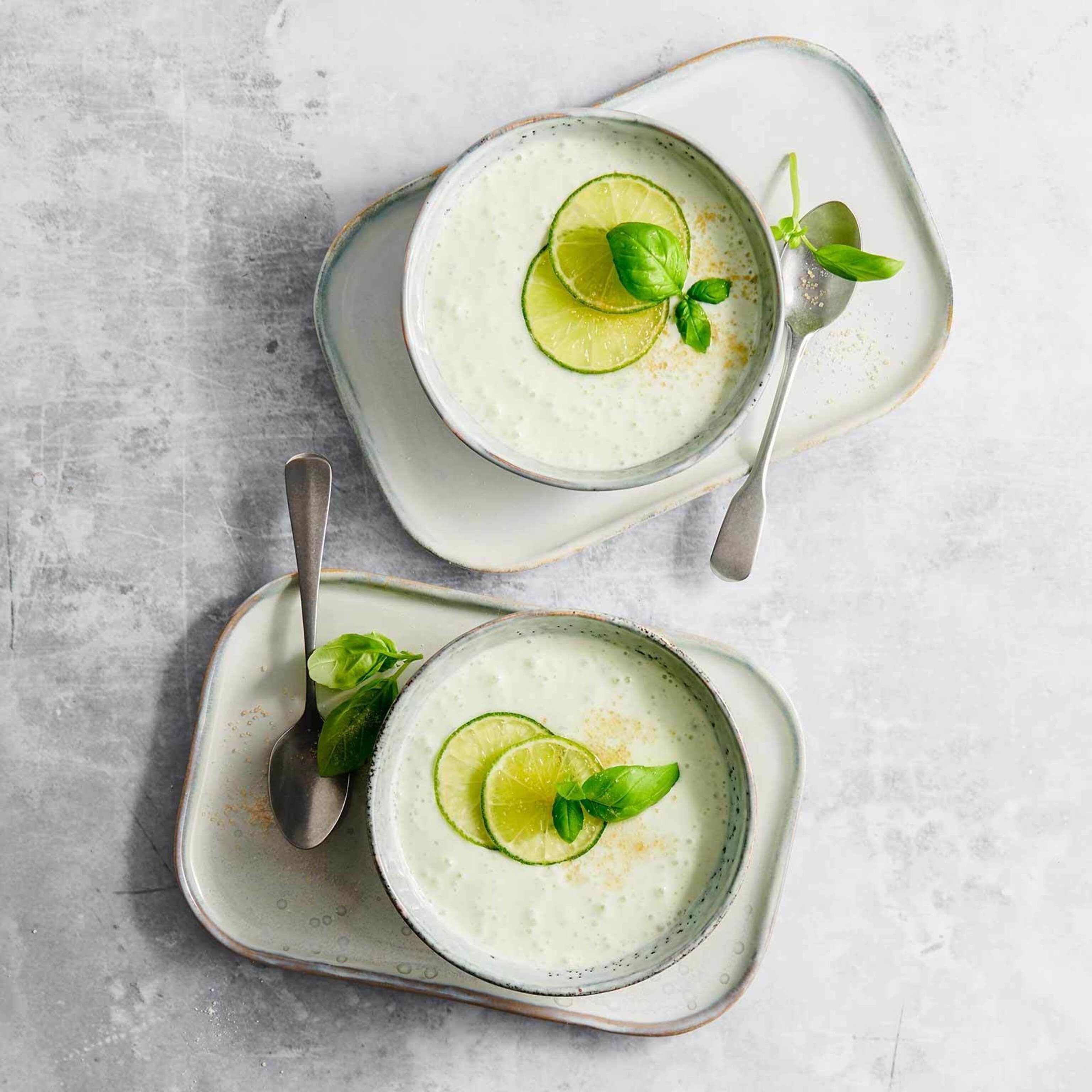 Crème au citron vert et basilic