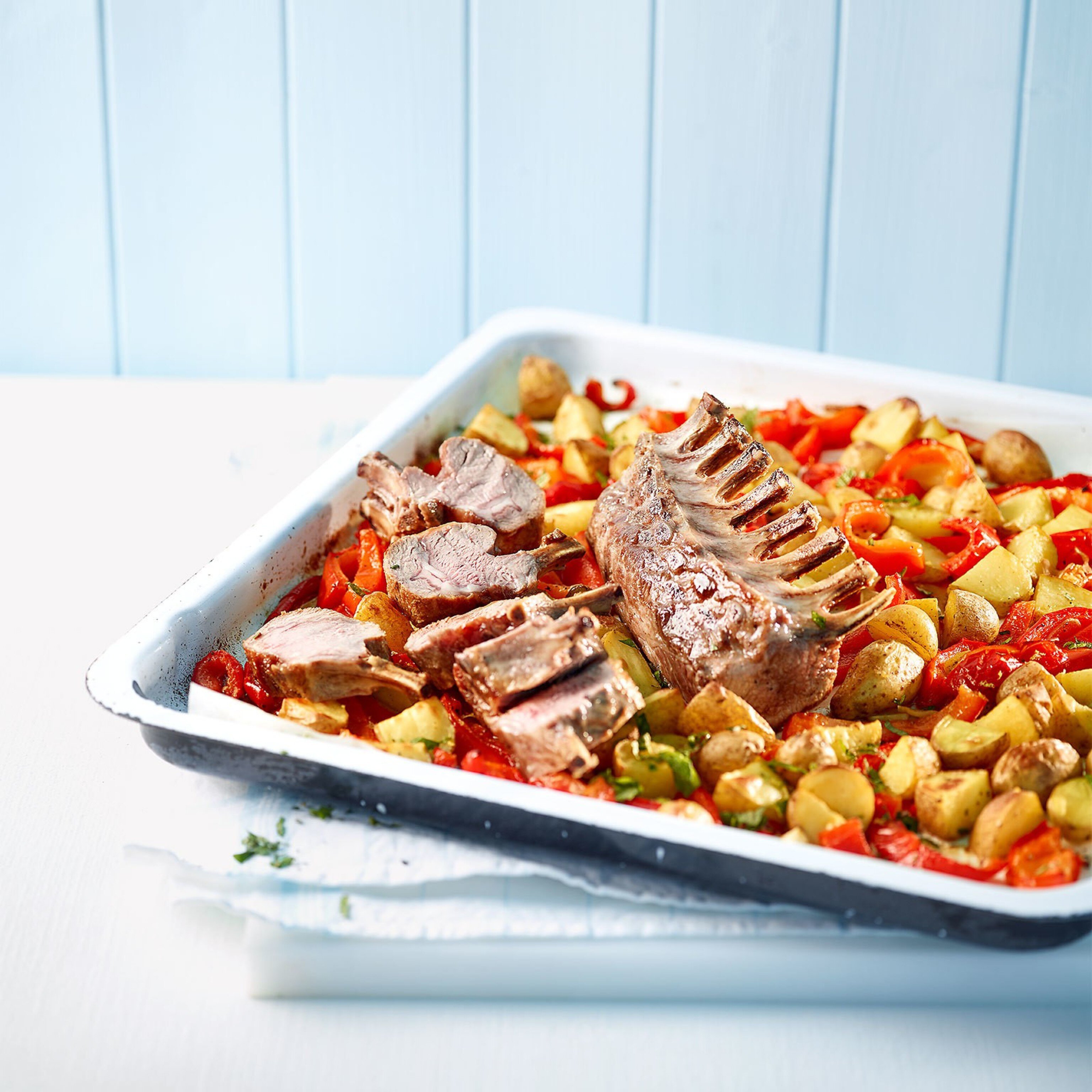 Carré d’agneau et poivrons