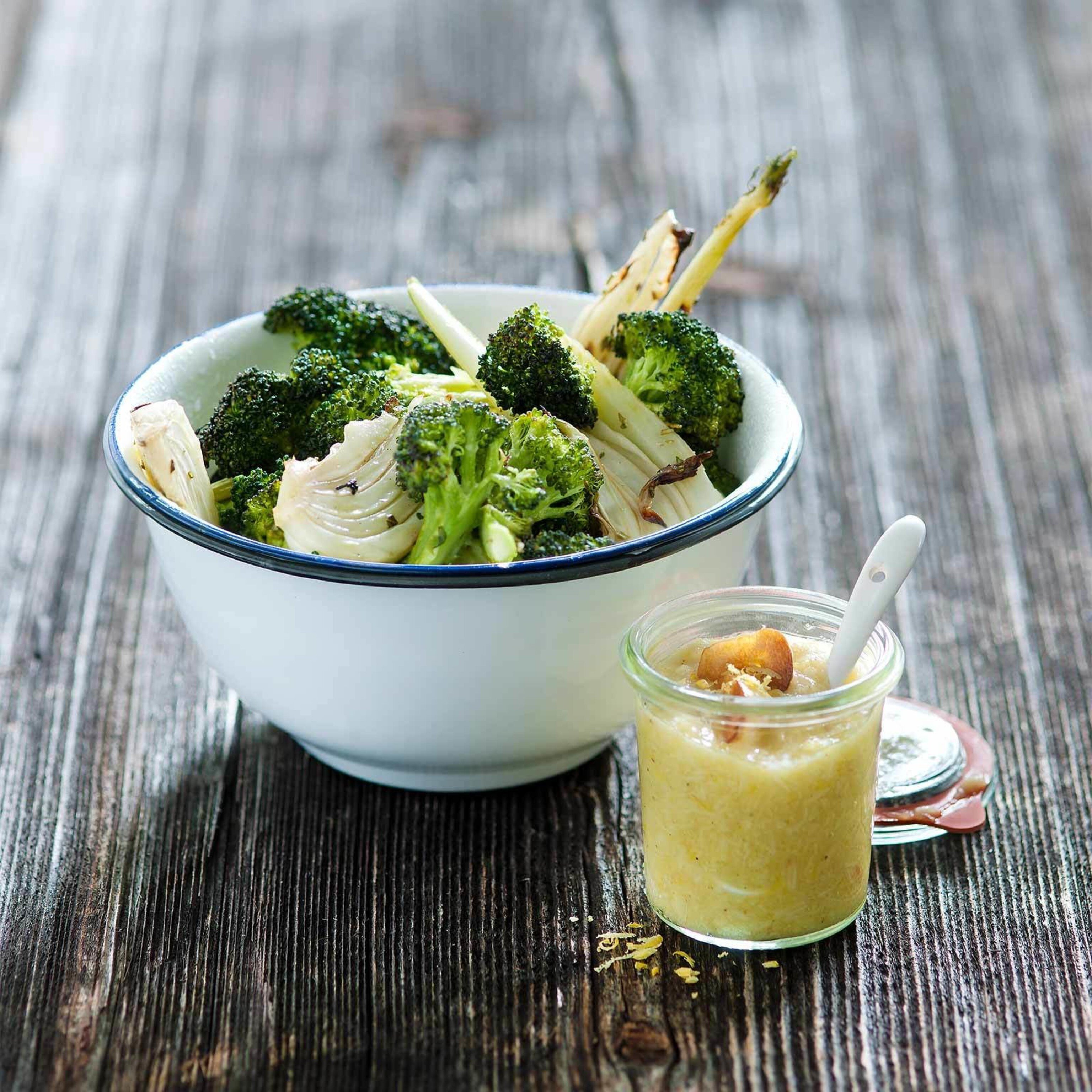 Légumes grillés et purée d’ail