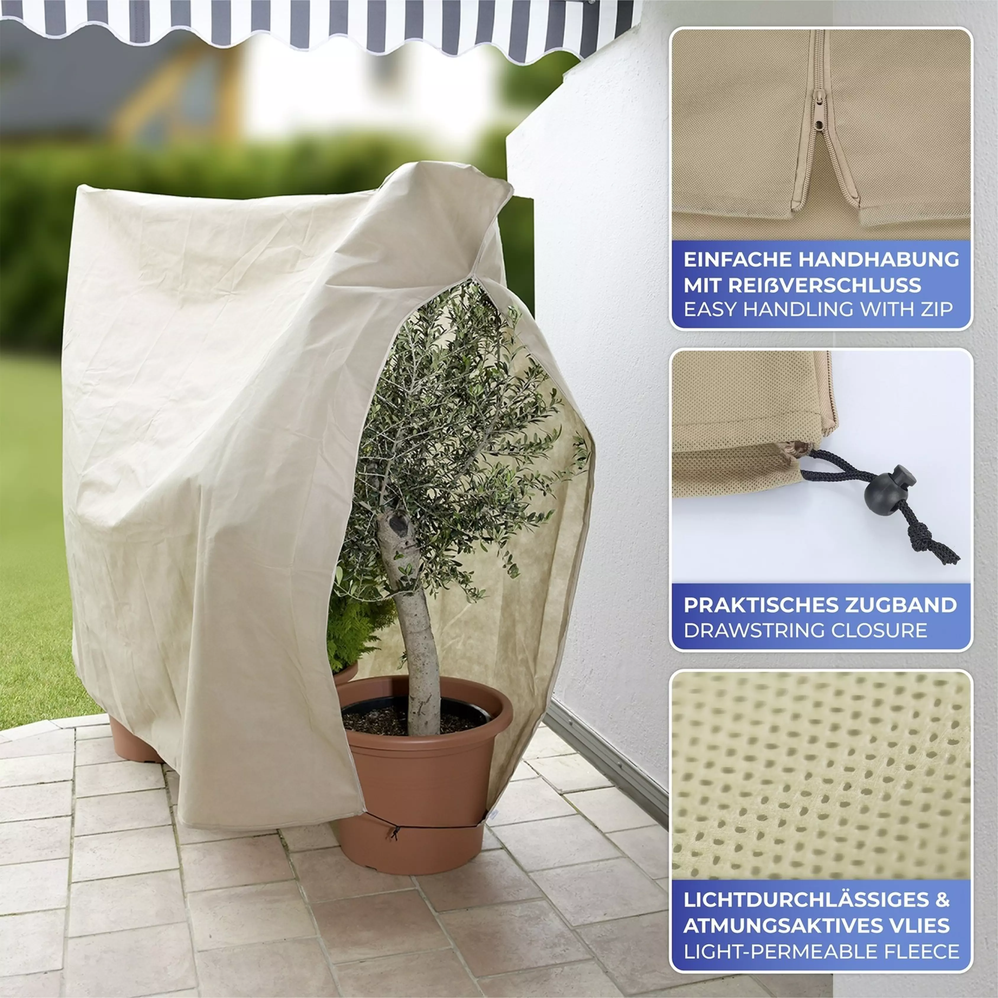 Gardenland Toison Hivernale XXL/XXXL (250x200cm / 350x250cm) – Protection Plantes Anti-Gel, 80g/m², Non-Tissé Beige