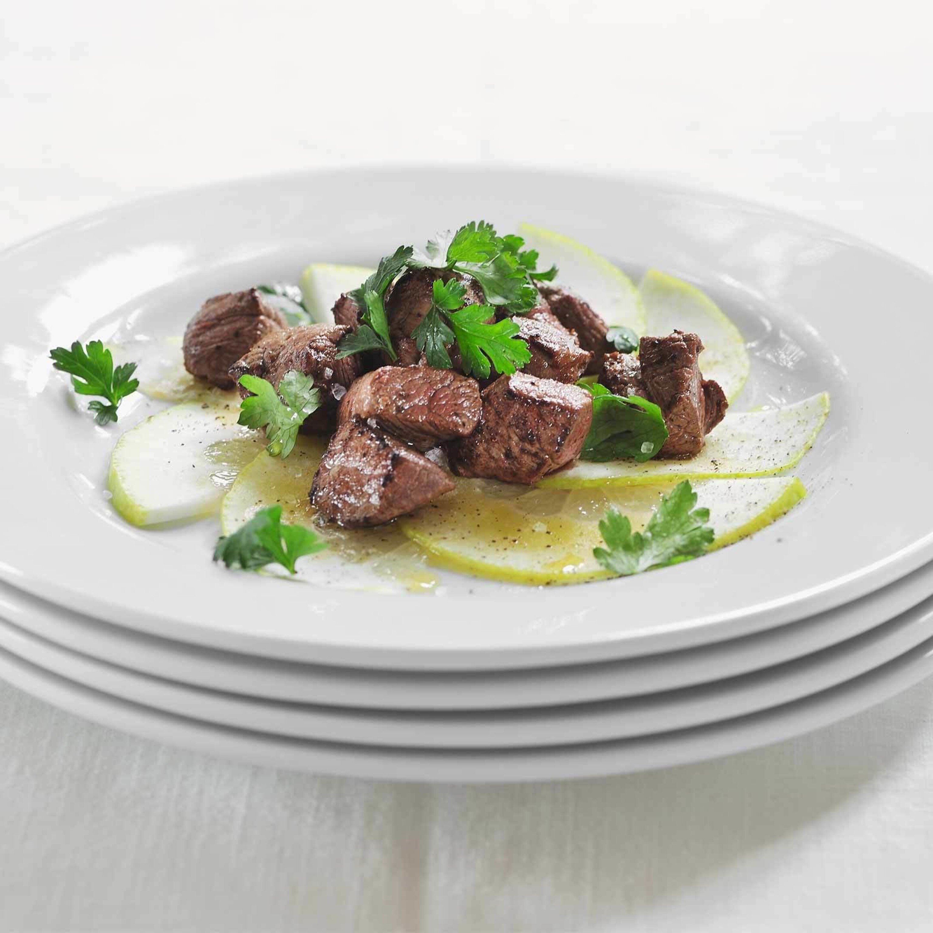 Carpaccio de cédrat et dés de bœuf